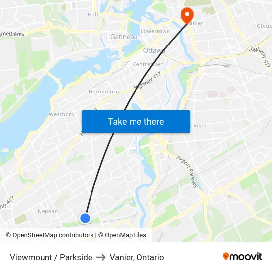 Viewmount / Parkside to Vanier, Ontario map