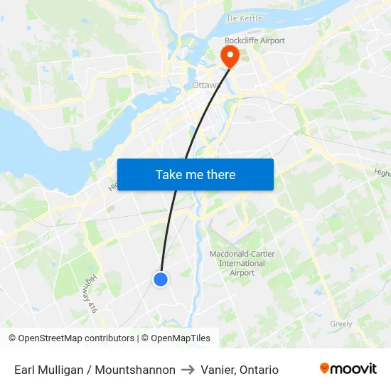 Earl Mulligan / Mountshannon to Vanier, Ontario map