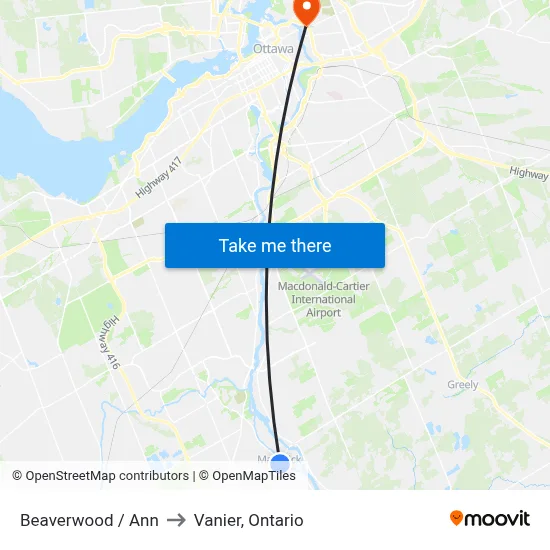 Beaverwood / Ann to Vanier, Ontario map