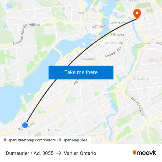 Dumaurier / Ad. 3055 to Vanier, Ontario map