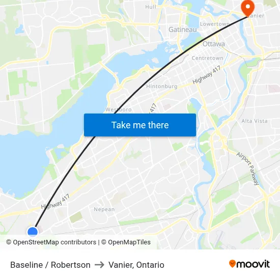 Baseline / Robertson to Vanier, Ontario map