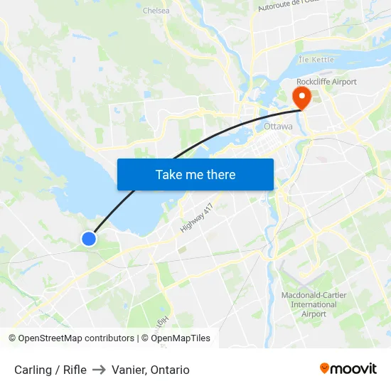 Carling / Rifle to Vanier, Ontario map