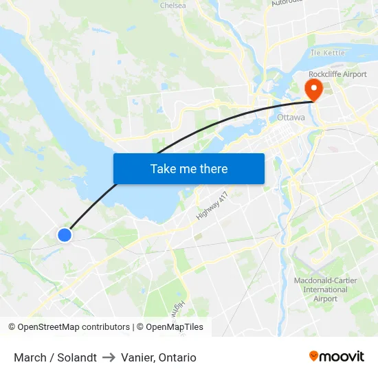 March / Solandt to Vanier, Ontario map