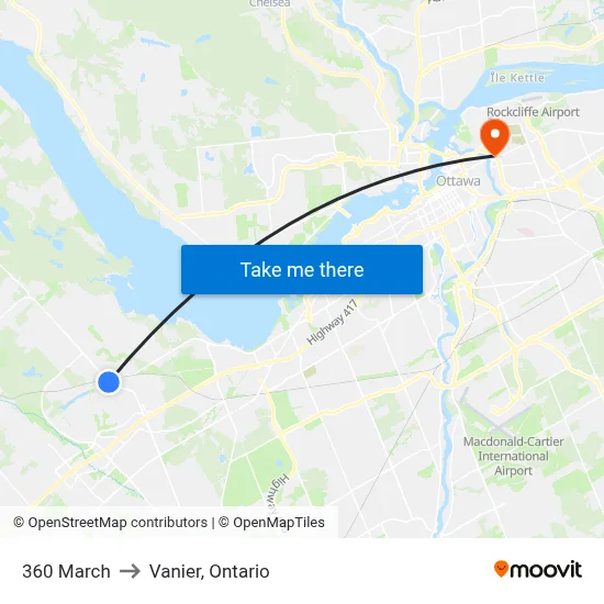 360 March to Vanier, Ontario map