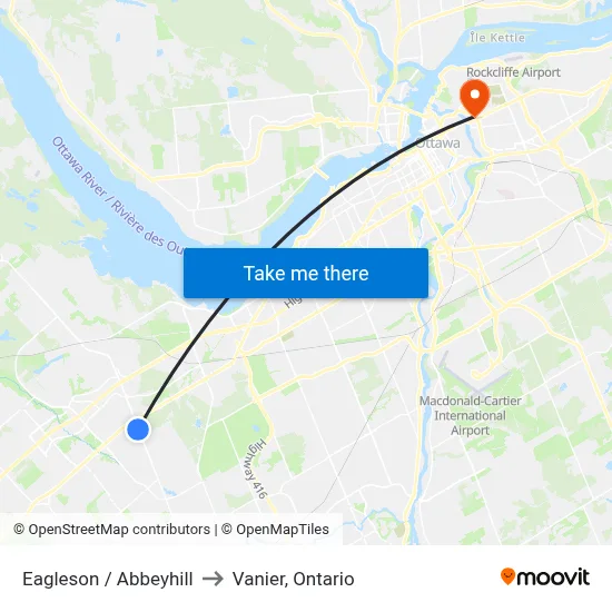 Eagleson / Abbeyhill to Vanier, Ontario map