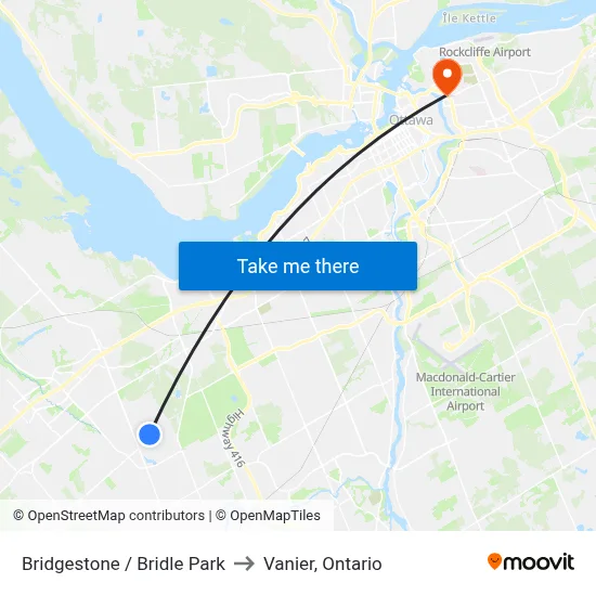 Bridgestone / Bridle Park to Vanier, Ontario map