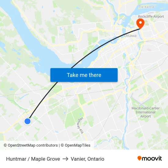 Huntmar / Maple Grove to Vanier, Ontario map