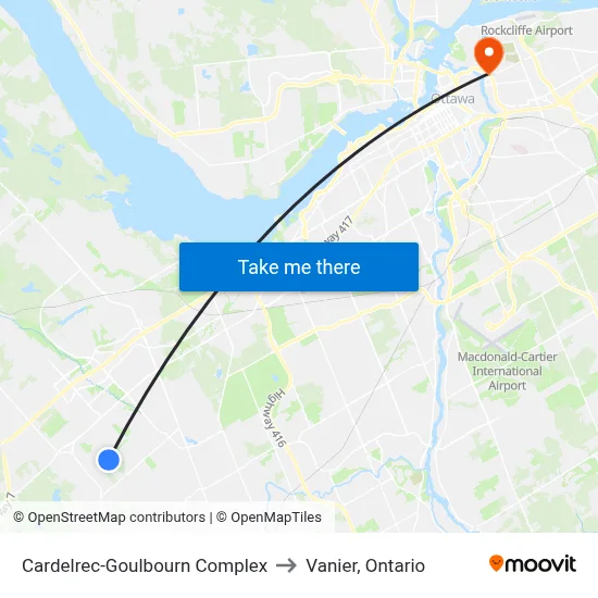 Cardelrec-Goulbourn Complex to Vanier, Ontario map