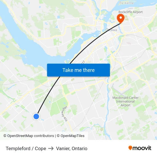 Templeford / Cope to Vanier, Ontario map