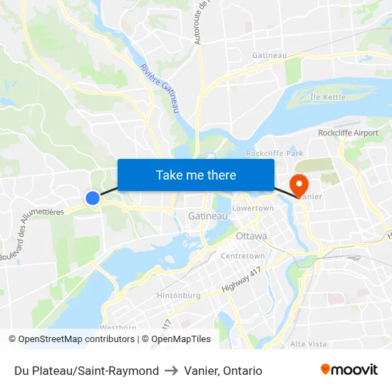 Du Plateau/Saint-Raymond to Vanier, Ontario map
