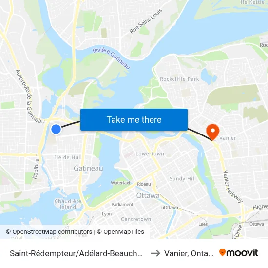 Saint-Rédempteur/Adélard-Beauchamp to Vanier, Ontario map