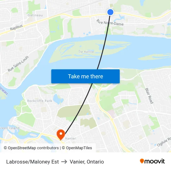 Labrosse/Maloney Est to Vanier, Ontario map