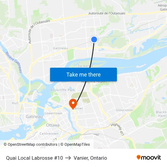 Quai Local Labrosse #10 to Vanier, Ontario map