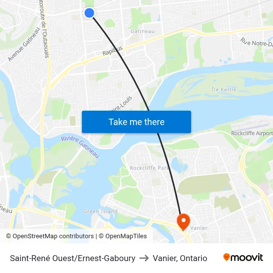 Saint-René Ouest/Ernest-Gaboury to Vanier, Ontario map