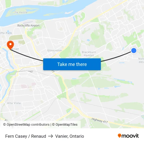 Fern Casey / Renaud to Vanier, Ontario map