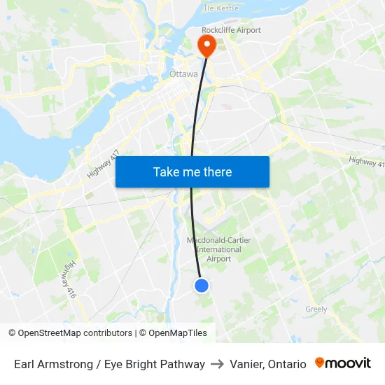 Earl Armstrong / Eye Bright Pathway to Vanier, Ontario map