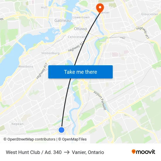 West Hunt Club / Ad. 340 to Vanier, Ontario map