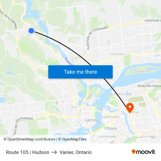 Route 105 | Hudson to Vanier, Ontario map