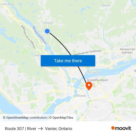 Route 307 | River to Vanier, Ontario map