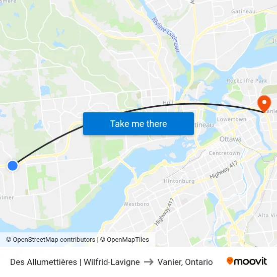 Des Allumettières | Wilfrid-Lavigne to Vanier, Ontario map