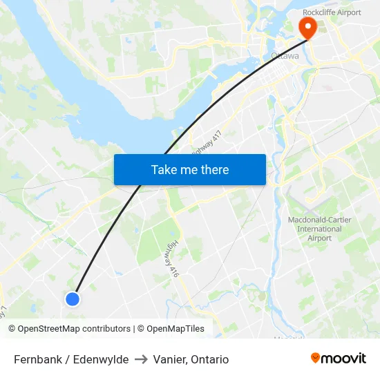 Fernbank / Edenwylde to Vanier, Ontario map
