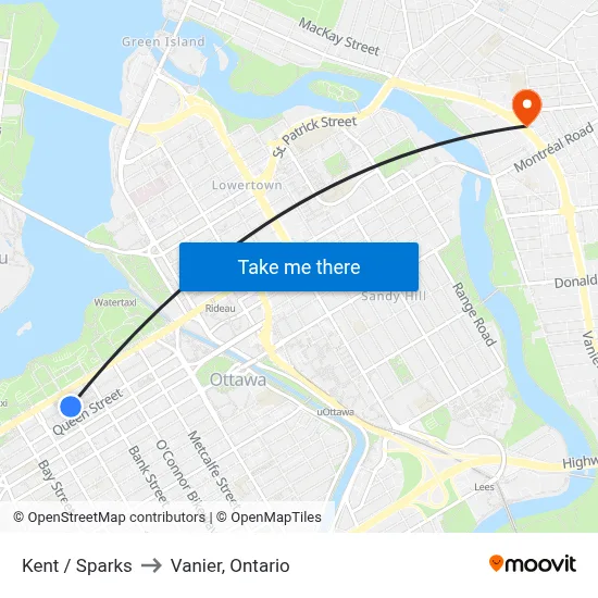 Kent / Sparks to Vanier, Ontario map