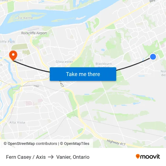 Fern Casey / Axis to Vanier, Ontario map
