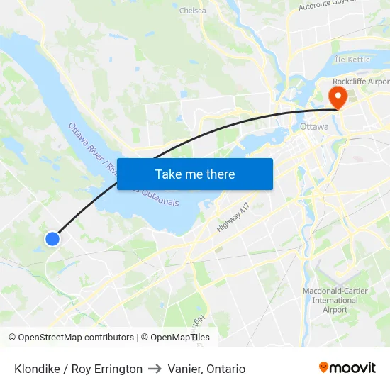 Klondike / Roy Errington to Vanier, Ontario map
