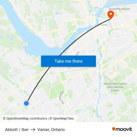 Abbott / Iber to Vanier, Ontario map