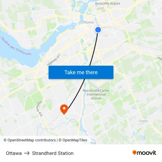 Ottawa to Strandherd Station map