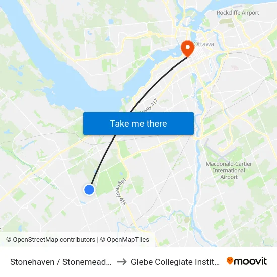 Stonehaven / Stonemeadow to Glebe Collegiate Institute map