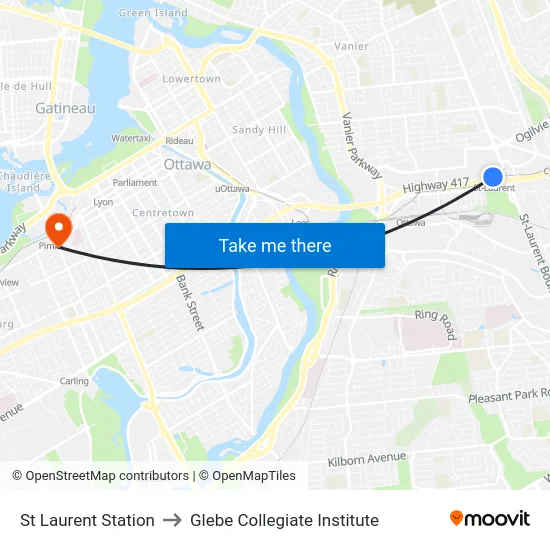St Laurent Station to Glebe Collegiate Institute map