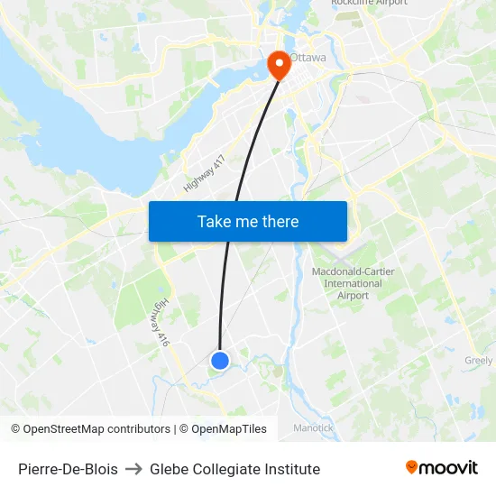 Pierre-De-Blois to Glebe Collegiate Institute map