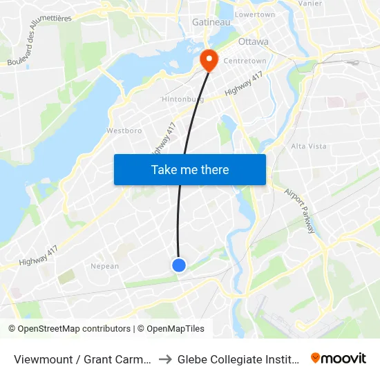 Viewmount / Grant Carman to Glebe Collegiate Institute map