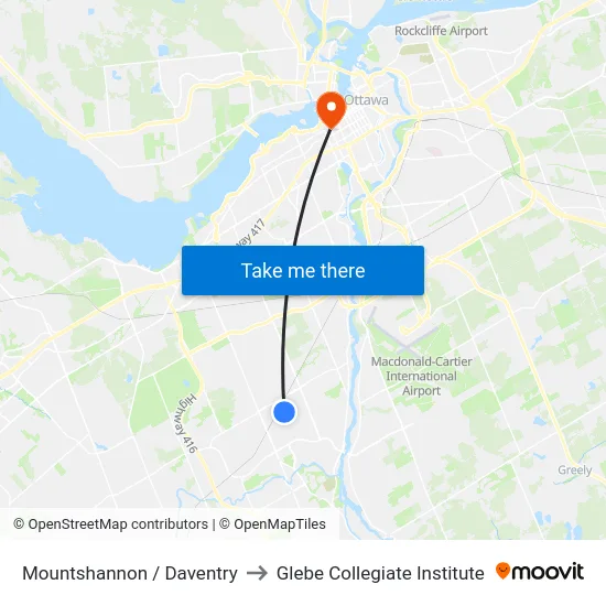 Mountshannon / Daventry to Glebe Collegiate Institute map