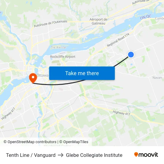 Tenth Line / Vanguard to Glebe Collegiate Institute map