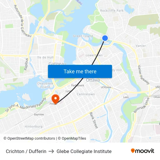Crichton / Dufferin to Glebe Collegiate Institute map