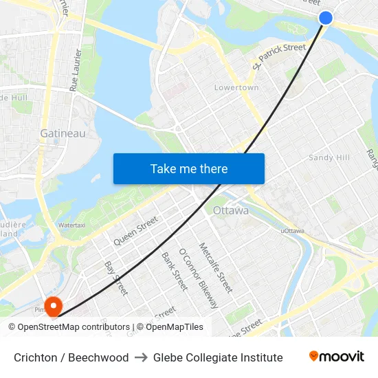Crichton / Beechwood to Glebe Collegiate Institute map