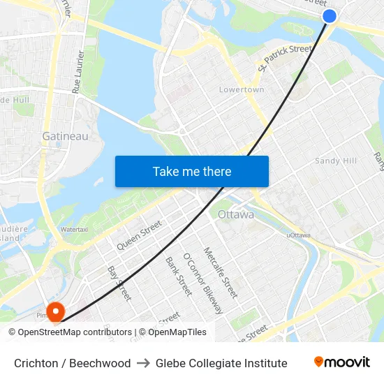 Crichton / Beechwood to Glebe Collegiate Institute map