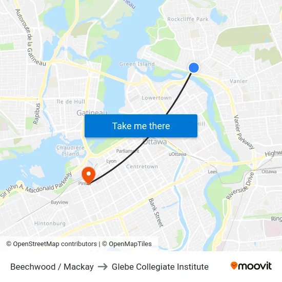 Beechwood / Mackay to Glebe Collegiate Institute map