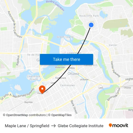 Maple Lane / Springfield to Glebe Collegiate Institute map