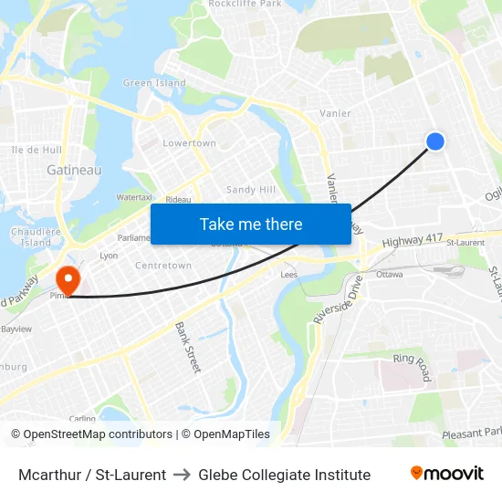 Mcarthur / St-Laurent to Glebe Collegiate Institute map