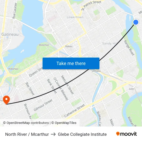 North River / Mcarthur to Glebe Collegiate Institute map