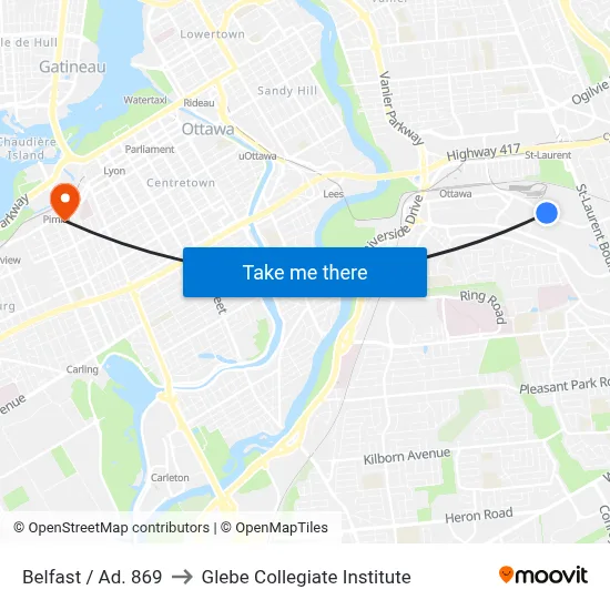 Belfast / Ad. 869 to Glebe Collegiate Institute map