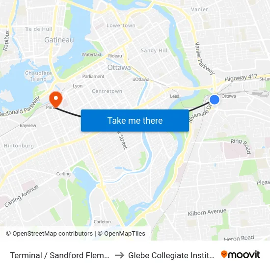 Terminal / Sandford Fleming to Glebe Collegiate Institute map