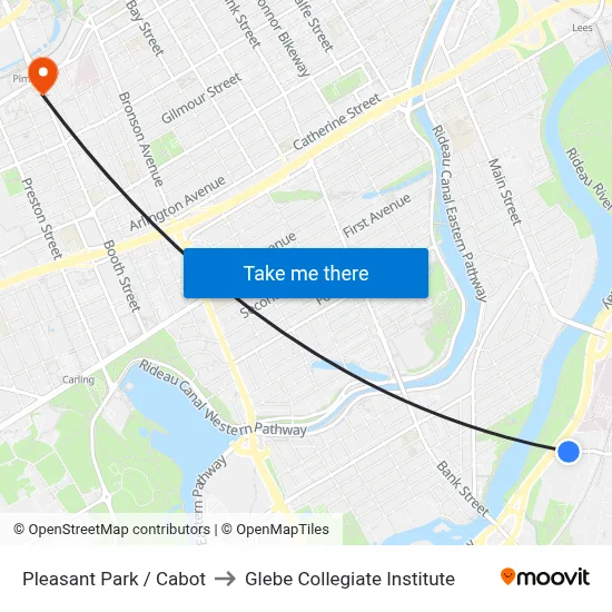 Pleasant Park / Cabot to Glebe Collegiate Institute map