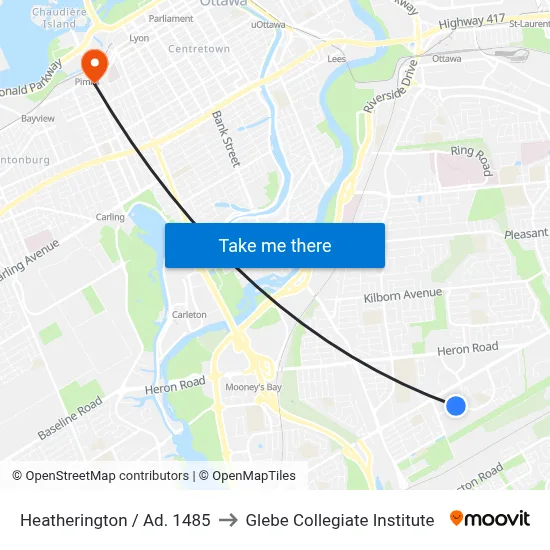 Heatherington / Ad. 1485 to Glebe Collegiate Institute map