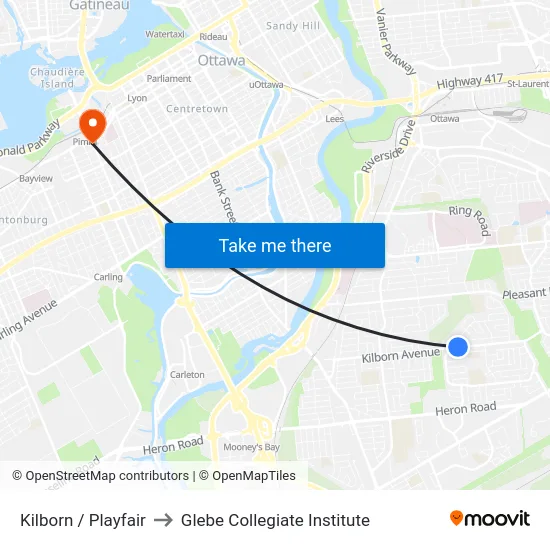 Kilborn / Playfair to Glebe Collegiate Institute map