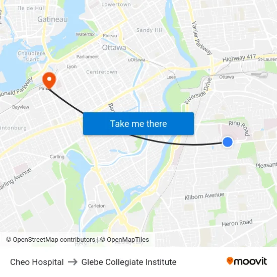 Cheo Hospital to Glebe Collegiate Institute map
