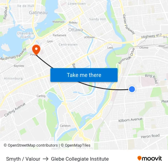 Smyth / Valour to Glebe Collegiate Institute map